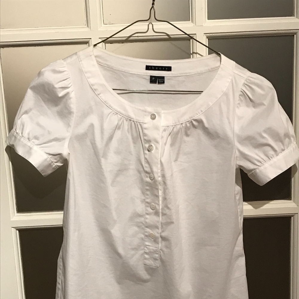 Theory short sleeve white blouse